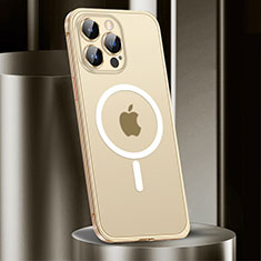 Custodia Lusso Metallo Laterale e Plastica Cover con Mag-Safe Magnetic JL2 per Apple iPhone 14 Pro Oro