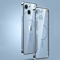 Custodia Lusso Metallo Laterale e Plastica Cover con Mag-Safe Magnetic JL3 per Apple iPhone 13 Blu