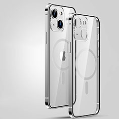 Custodia Lusso Metallo Laterale e Plastica Cover con Mag-Safe Magnetic JL3 per Apple iPhone 14 Argento