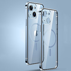 Custodia Lusso Metallo Laterale e Plastica Cover con Mag-Safe Magnetic JL3 per Apple iPhone 14 Plus Blu