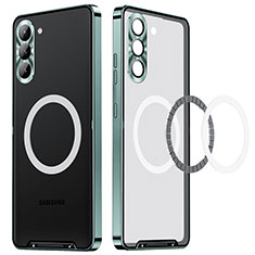 Custodia Lusso Metallo Laterale e Plastica Cover con Mag-Safe Magnetic LC1 per Samsung Galaxy S21 FE 5G Verde