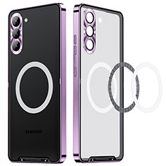 Custodia Lusso Metallo Laterale e Plastica Cover con Mag-Safe Magnetic LC1 per Samsung Galaxy S21 FE 5G Viola