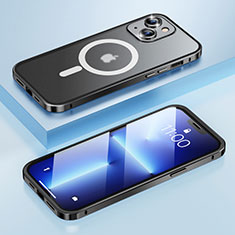 Custodia Lusso Metallo Laterale e Plastica Cover con Mag-Safe Magnetic LF1 per Apple iPhone 13 Nero