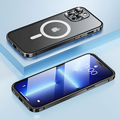 Custodia Lusso Metallo Laterale e Plastica Cover con Mag-Safe Magnetic LF1 per Apple iPhone 13 Pro Max Nero