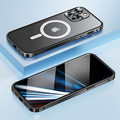 Custodia Lusso Metallo Laterale e Plastica Cover con Mag-Safe Magnetic LF1 per Apple iPhone 14 Pro Nero