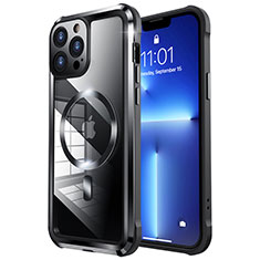 Custodia Lusso Metallo Laterale e Plastica Cover con Mag-Safe Magnetic LF2 per Apple iPhone 13 Pro Nero