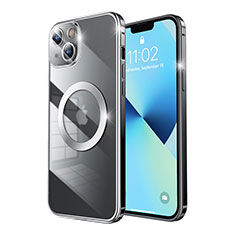 Custodia Lusso Metallo Laterale e Plastica Cover con Mag-Safe Magnetic LF3 per Apple iPhone 13 Nero