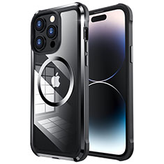 Custodia Lusso Metallo Laterale e Plastica Cover con Mag-Safe Magnetic LF4 per Apple iPhone 14 Pro Nero