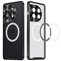 Custodia Lusso Metallo Laterale e Plastica Cover con Mag-Safe Magnetic LK1 per OnePlus 11 5G Nero