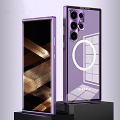 Custodia Lusso Metallo Laterale e Plastica Cover con Mag-Safe Magnetic LK1 per Samsung Galaxy S23 Ultra 5G Viola