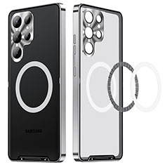 Custodia Lusso Metallo Laterale e Plastica Cover con Mag-Safe Magnetic LK2 per Samsung Galaxy S22 Ultra 5G Argento