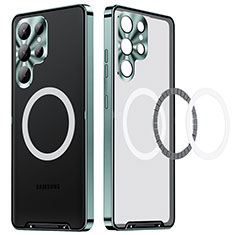 Custodia Lusso Metallo Laterale e Plastica Cover con Mag-Safe Magnetic LK2 per Samsung Galaxy S22 Ultra 5G Verde