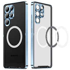 Custodia Lusso Metallo Laterale e Plastica Cover con Mag-Safe Magnetic LK2 per Samsung Galaxy S24 Ultra 5G Blu