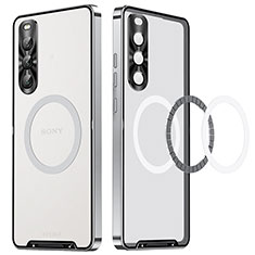 Custodia Lusso Metallo Laterale e Plastica Cover con Mag-Safe Magnetic LK2 per Sony Xperia 10 V Argento