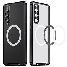 Custodia Lusso Metallo Laterale e Plastica Cover con Mag-Safe Magnetic LK2 per Sony Xperia 10 V Nero