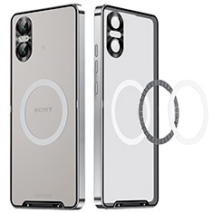 Custodia Lusso Metallo Laterale e Plastica Cover con Mag-Safe Magnetic LK2 per Sony Xperia 5 V Argento