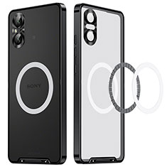 Custodia Lusso Metallo Laterale e Plastica Cover con Mag-Safe Magnetic LK2 per Sony Xperia 5 V Nero