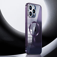 Custodia Lusso Metallo Laterale e Plastica Cover con Mag-Safe Magnetic LK3 per Apple iPhone 13 Pro Max Viola