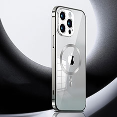 Custodia Lusso Metallo Laterale e Plastica Cover con Mag-Safe Magnetic LK3 per Apple iPhone 14 Pro Max Argento