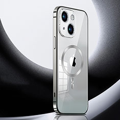 Custodia Lusso Metallo Laterale e Plastica Cover con Mag-Safe Magnetic LK3 per Apple iPhone 15 Argento