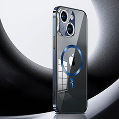 Custodia Lusso Metallo Laterale e Plastica Cover con Mag-Safe Magnetic LK3 per Apple iPhone 15 Blu