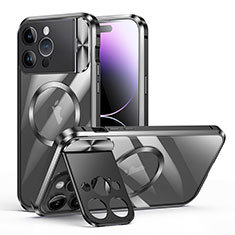 Custodia Lusso Metallo Laterale e Plastica Cover con Mag-Safe Magnetic LK4 per Apple iPhone 13 Pro Max Nero