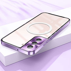 Custodia Lusso Metallo Laterale e Plastica Cover con Mag-Safe Magnetic per Samsung Galaxy S21 5G Viola