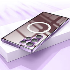Custodia Lusso Metallo Laterale e Plastica Cover con Mag-Safe Magnetic per Samsung Galaxy S21 Ultra 5G Viola