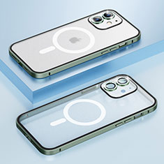 Custodia Lusso Metallo Laterale e Plastica Cover con Mag-Safe Magnetic QC1 per Apple iPhone 12 Viola