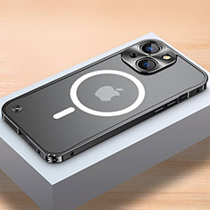 Custodia Lusso Metallo Laterale e Plastica Cover con Mag-Safe Magnetic QC1 per Apple iPhone 14 Nero