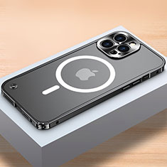 Custodia Lusso Metallo Laterale e Plastica Cover con Mag-Safe Magnetic QC1 per Apple iPhone 14 Pro Max Nero