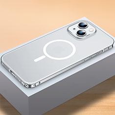Custodia Lusso Metallo Laterale e Plastica Cover con Mag-Safe Magnetic QC2 per Apple iPhone 13 Argento