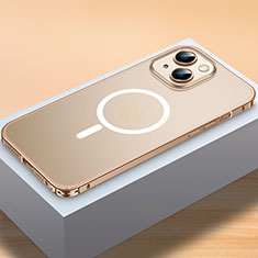 Custodia Lusso Metallo Laterale e Plastica Cover con Mag-Safe Magnetic QC2 per Apple iPhone 13 Mini Oro