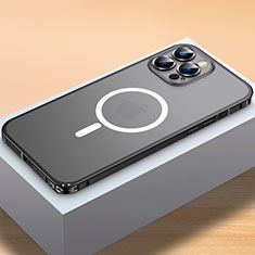 Custodia Lusso Metallo Laterale e Plastica Cover con Mag-Safe Magnetic QC2 per Apple iPhone 13 Pro Max Nero