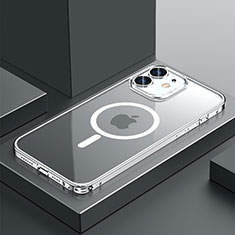 Custodia Lusso Metallo Laterale e Plastica Cover con Mag-Safe Magnetic QC3 per Apple iPhone 12 Argento
