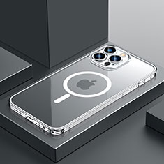 Custodia Lusso Metallo Laterale e Plastica Cover con Mag-Safe Magnetic QC3 per Apple iPhone 12 Pro Argento