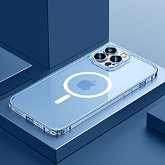 Custodia Lusso Metallo Laterale e Plastica Cover con Mag-Safe Magnetic QC3 per Apple iPhone 12 Pro Max Blu