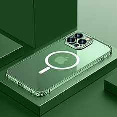 Custodia Lusso Metallo Laterale e Plastica Cover con Mag-Safe Magnetic QC3 per Apple iPhone 12 Pro Max Verde