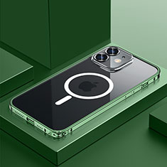 Custodia Lusso Metallo Laterale e Plastica Cover con Mag-Safe Magnetic QC3 per Apple iPhone 12 Verde