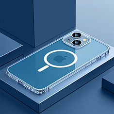 Custodia Lusso Metallo Laterale e Plastica Cover con Mag-Safe Magnetic QC3 per Apple iPhone 13 Blu