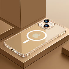 Custodia Lusso Metallo Laterale e Plastica Cover con Mag-Safe Magnetic QC3 per Apple iPhone 13 Oro