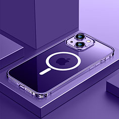 Custodia Lusso Metallo Laterale e Plastica Cover con Mag-Safe Magnetic QC3 per Apple iPhone 13 Viola