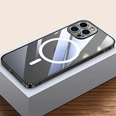 Custodia Lusso Metallo Laterale e Plastica Cover con Mag-Safe Magnetic QC4 per Apple iPhone 14 Pro Nero