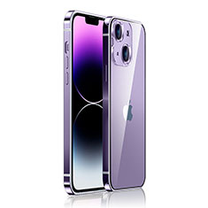 Custodia Lusso Metallo Laterale e Plastica Cover JB1 per Apple iPhone 14 Plus Viola