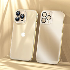 Custodia Lusso Metallo Laterale e Plastica Cover LF1 per Apple iPhone 14 Pro Max Oro