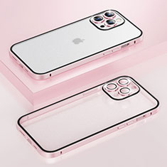 Custodia Lusso Metallo Laterale e Plastica Cover LF3 per Apple iPhone 13 Pro Max Oro Rosa