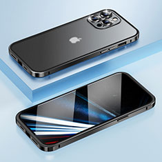 Custodia Lusso Metallo Laterale e Plastica Cover LF4 per Apple iPhone 13 Pro Max Nero