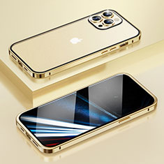 Custodia Lusso Metallo Laterale e Plastica Cover LF4 per Apple iPhone 13 Pro Oro