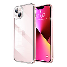 Custodia Lusso Metallo Laterale e Plastica Cover LF5 per Apple iPhone 13 Oro Rosa