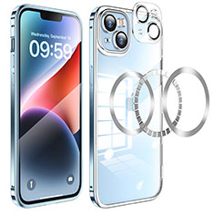 Custodia Lusso Metallo Laterale e Plastica Cover LF5 per Apple iPhone 14 Blu